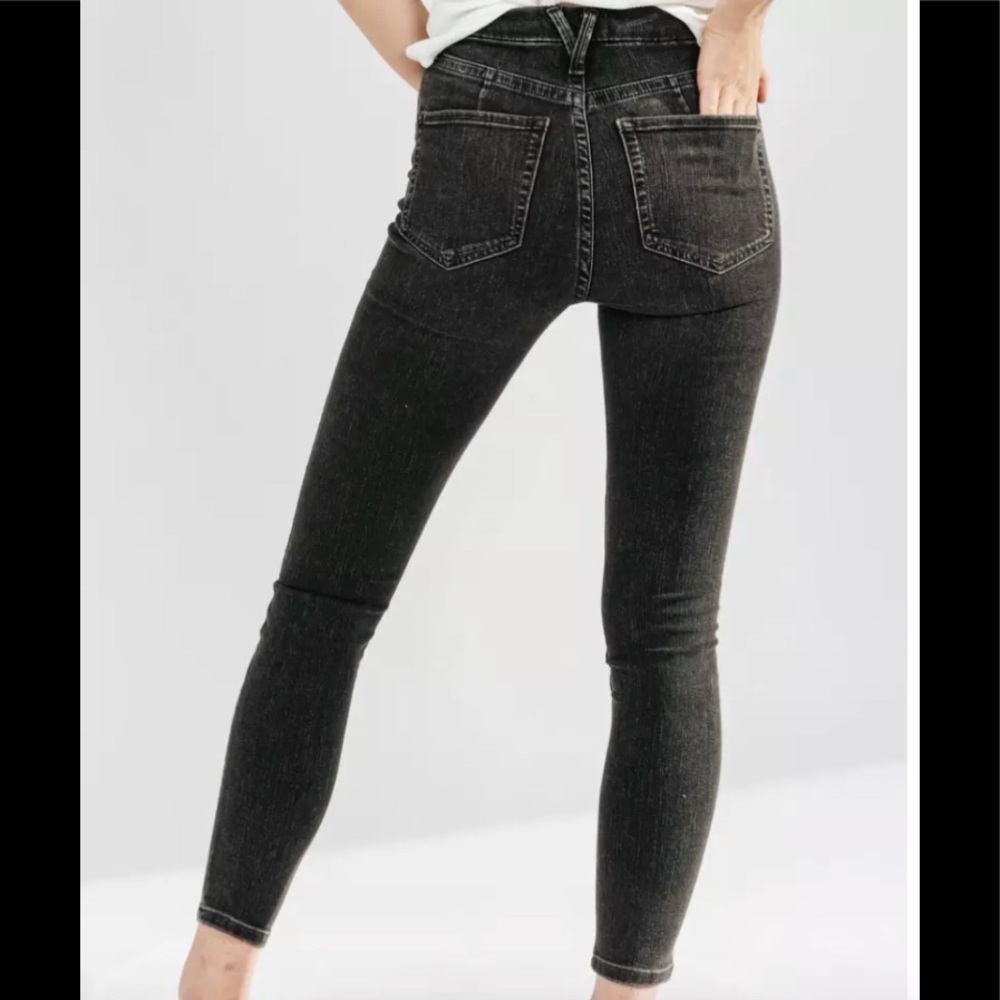 FREE PEOPLE MONTANA HIGH RISE STRETCH SKINNY JEANS DENIM MILKY WAY BLACK SIZE 27
